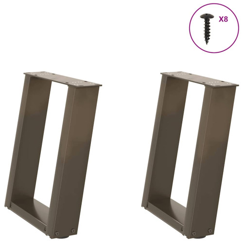 vidaXL Soffbordsben U-formade 2 st naturstål 28x(42-43) cm stål