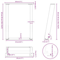Produktbild för Soffbordsben U-formade 2 st naturstål 28x(42-43) cm stål