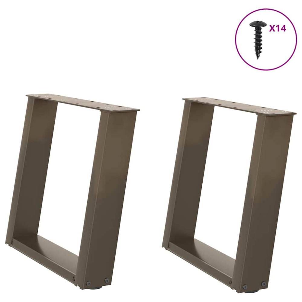 Produktbild för Soffbordsben U-formade 2 st naturstål 50x(42-43) cm stål