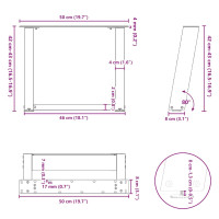 Produktbild för Soffbordsben U-formade 2 st naturstål 50x(42-43) cm stål