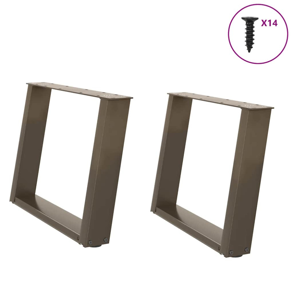 Produktbild för Soffbordsben U-formade 2 st naturstål 60x(42-43) cm stål