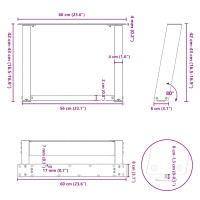 Produktbild för Soffbordsben U-formade 2 st naturstål 60x(42-43) cm stål