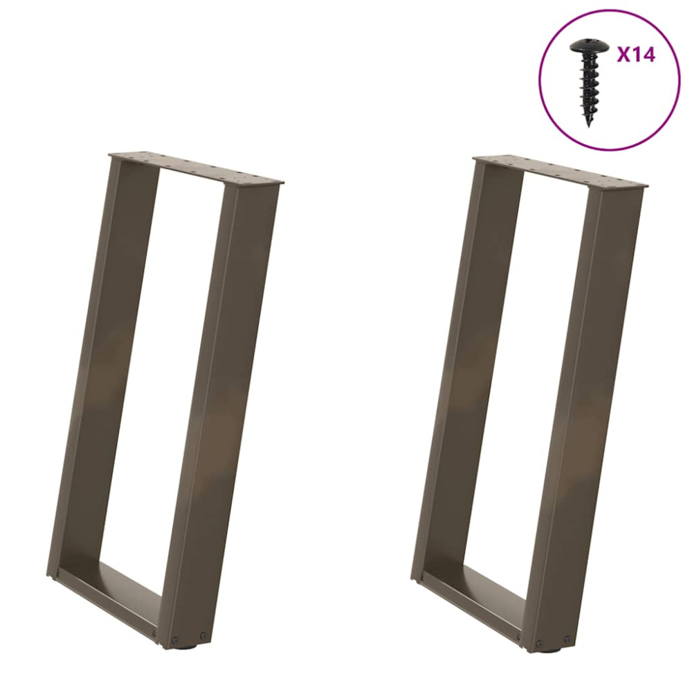 Produktbild för Matbordsben U-formade 2 st naturstål 50x(72-73) cm stål