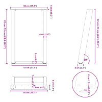 Produktbild för Matbordsben U-formade 2 st naturstål 50x(72-73) cm stål