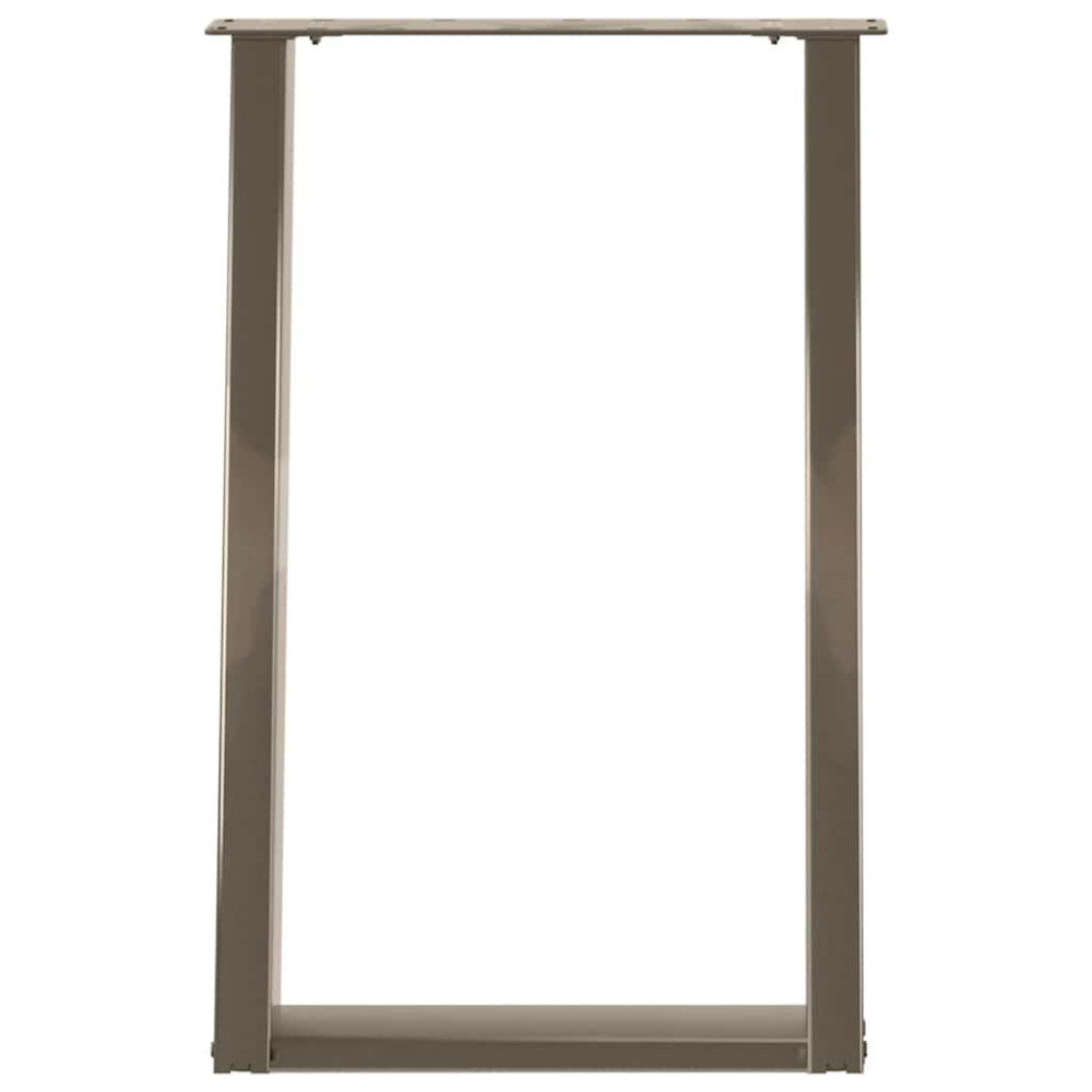 Produktbild för Matbordsben U-formade 2 st naturstål 60x(72-73) cm stål