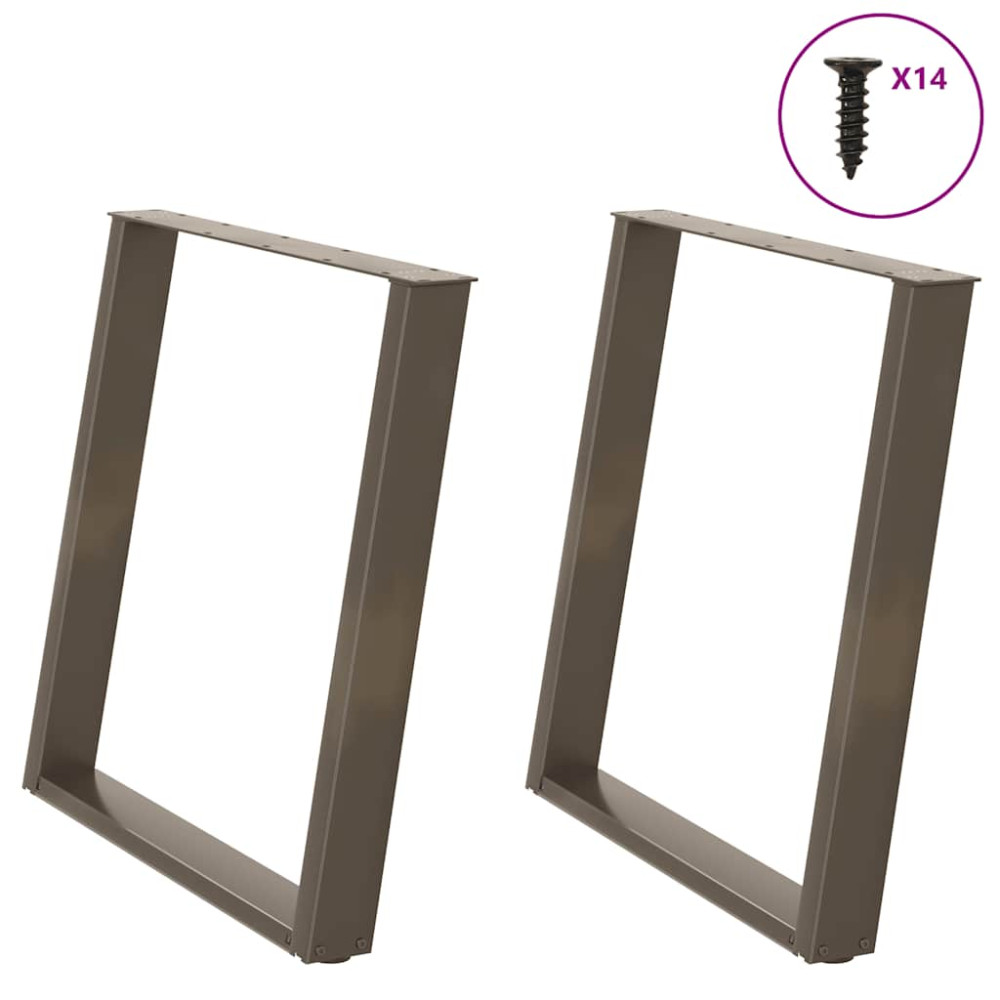 Produktbild för Matbordsben U-formade 2 st naturstål 70x(72-73) cm stål