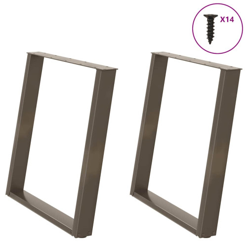 vidaXL Matbordsben U-formade 2 st naturstål 70x(72-73) cm stål