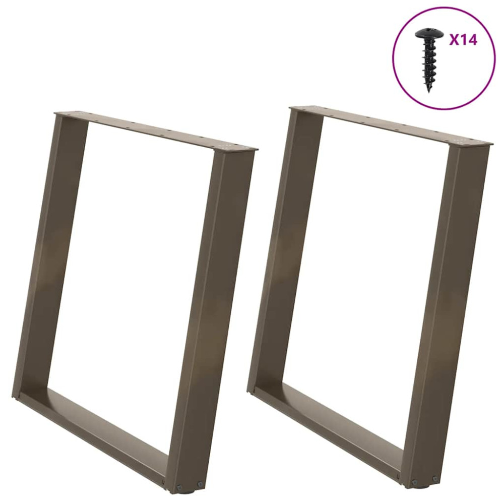 Produktbild för Matbordsben U-formade 2 st naturstål 90x(72-73) cm stål