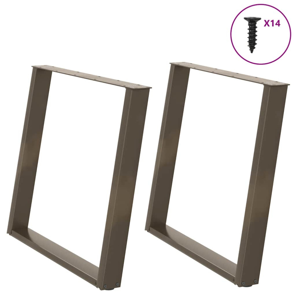 Produktbild för Matbordsben U-formade 2 st naturstål 100x(72-73) cm stål