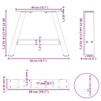 Produktbild för Soffbordsben A-formade 2 st 50x(30-31) cm stål