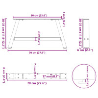 Produktbild för Soffbordsben A-formade 2 st 70x(30-31) cm stål