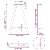 Produktbild för Matbordsben A-formade 2 st 50x(72-73) cm stål