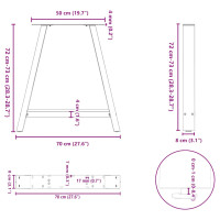 Produktbild för Matbordsben A-formade 2 st 70x(72-73) cm stål