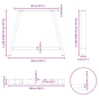 Produktbild för Matbordsben A-formade 2 st 100x(72-73) cm stål