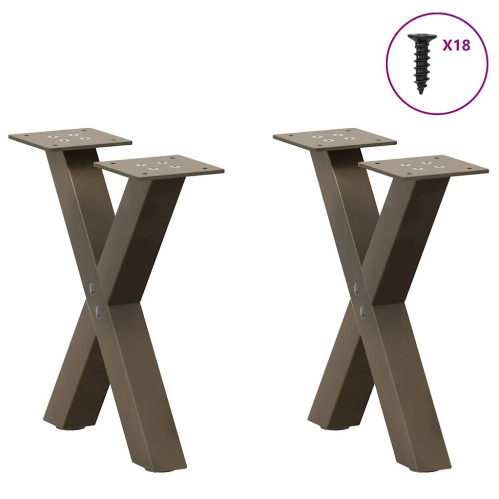 Produktbild för Soffbordsben X-formade 2 st naturstål 30x(30-31) cm stål