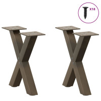 Produktbild för Soffbordsben X-formade 2 st naturstål 37x(30-31) cm stål