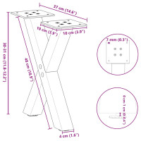 Produktbild för Soffbordsben X-formade 2 st naturstål 37x(30-31) cm stål