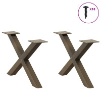 Produktbild för Soffbordsben X-formade 2 st naturstål 60x(30-31) cm stål