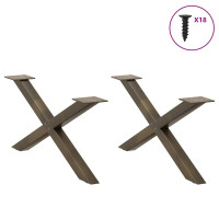 Produktbild för Soffbordsben X-formade 2 st naturstål 70x(30-31) cm stål
