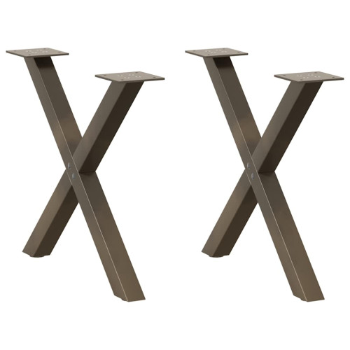 vidaXL Soffbordsben X-formade 2 st naturstål 50x(42-43) cm stål