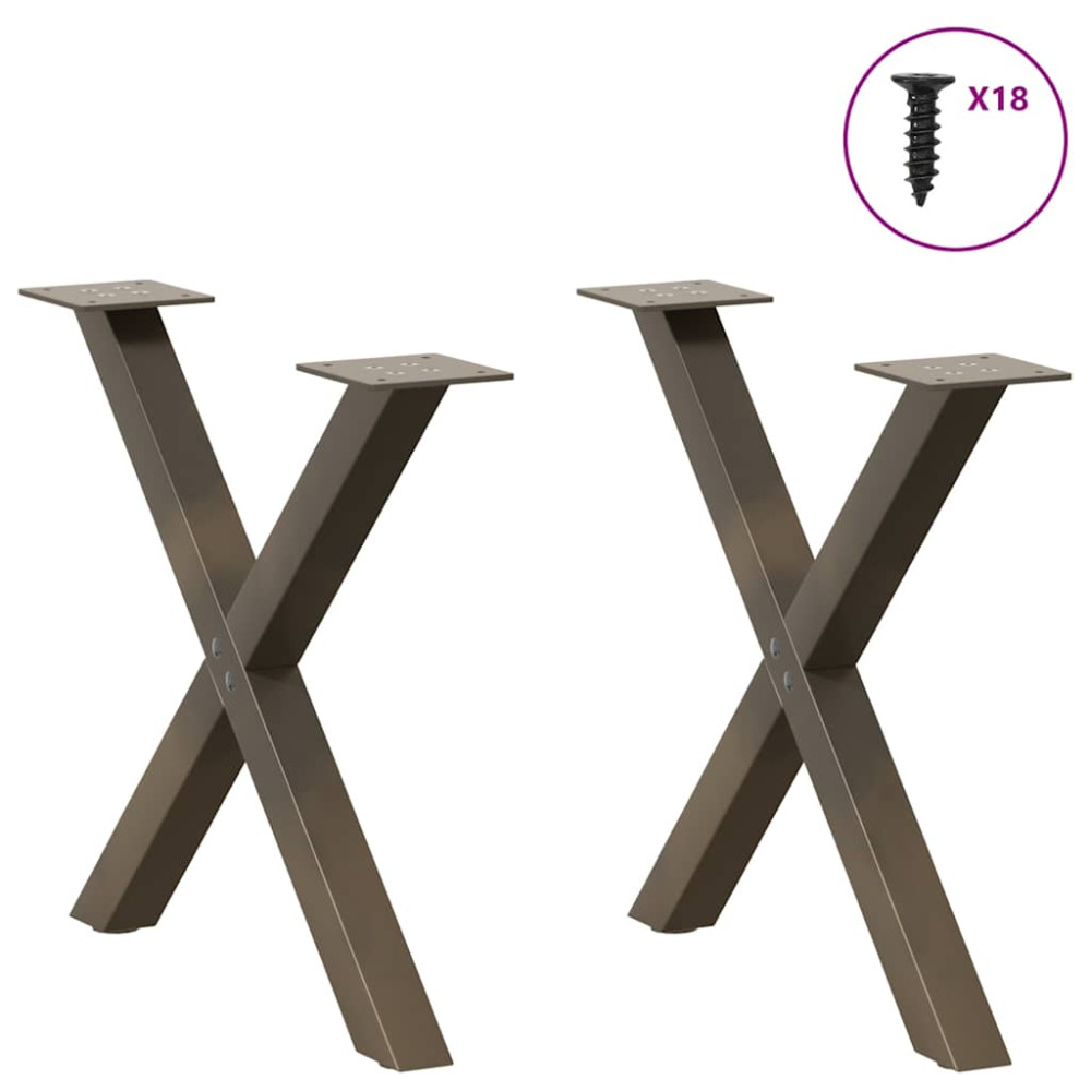 Produktbild för Soffbordsben X-formade 2 st naturstål 50x(42-43) cm stål