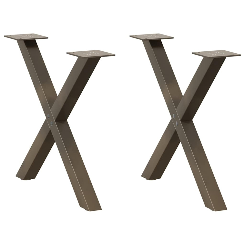Produktbild för Soffbordsben X-formade 2 st naturstål 60x(42-43) cm stål