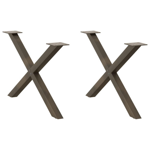 vidaXL Soffbordsben X-formade 2 st naturstål 70x(42-43) cm stål