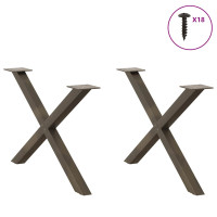 Produktbild för Soffbordsben X-formade 2 st naturstål 70x(42-43) cm stål
