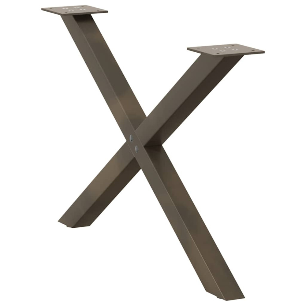 Produktbild för Soffbordsben X-formade 2 st naturstål 70x(42-43) cm stål