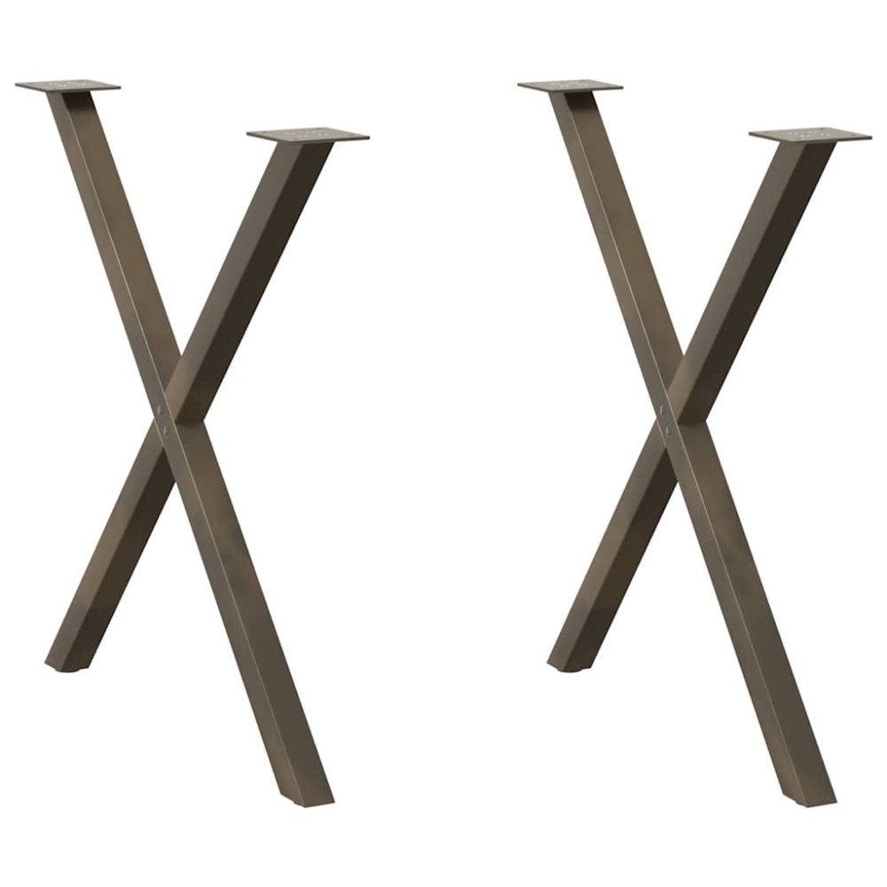 Produktbild för Matbordsben X-formade 2 st naturstål 80x(72-73) cm stål