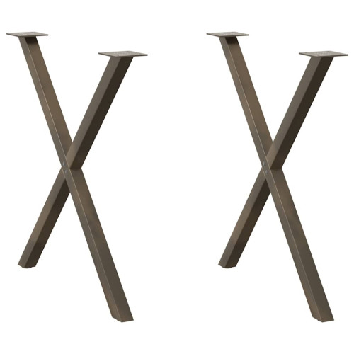 vidaXL Matbordsben X-formade 2 st naturstål 80x(72-73) cm stål
