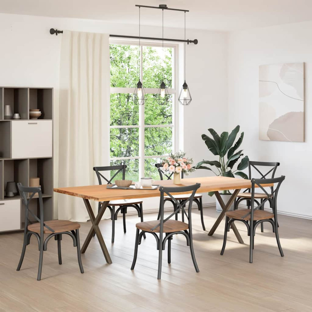 Produktbild för Matbordsben X-formade 2 st naturstål 80x(72-73) cm stål