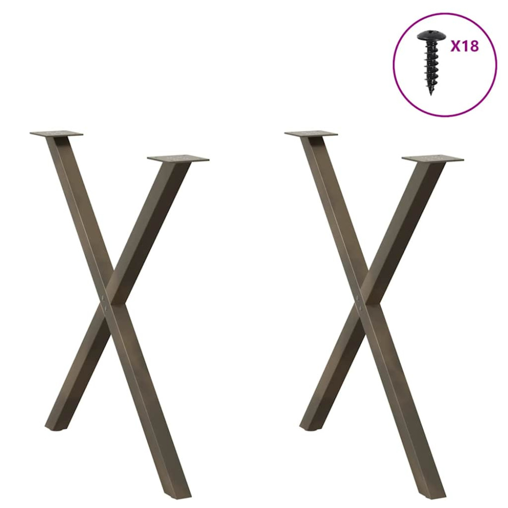 Produktbild för Matbordsben X-formade 2 st naturstål 80x(72-73) cm stål