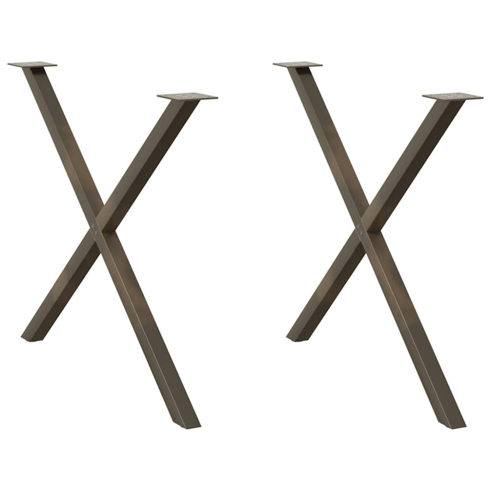 Produktbild för Matbordsben X-formade 2 st naturstål 90x(72-73) cm stål