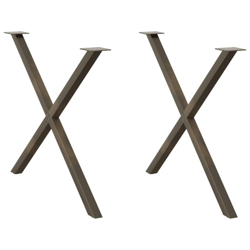 vidaXL Matbordsben X-formade 2 st naturstål 90x(72-73) cm stål