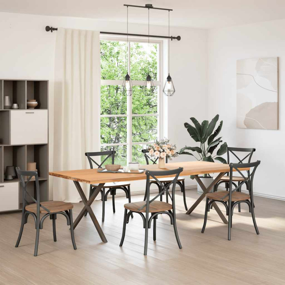Produktbild för Matbordsben X-formade 2 st naturstål 90x(72-73) cm stål