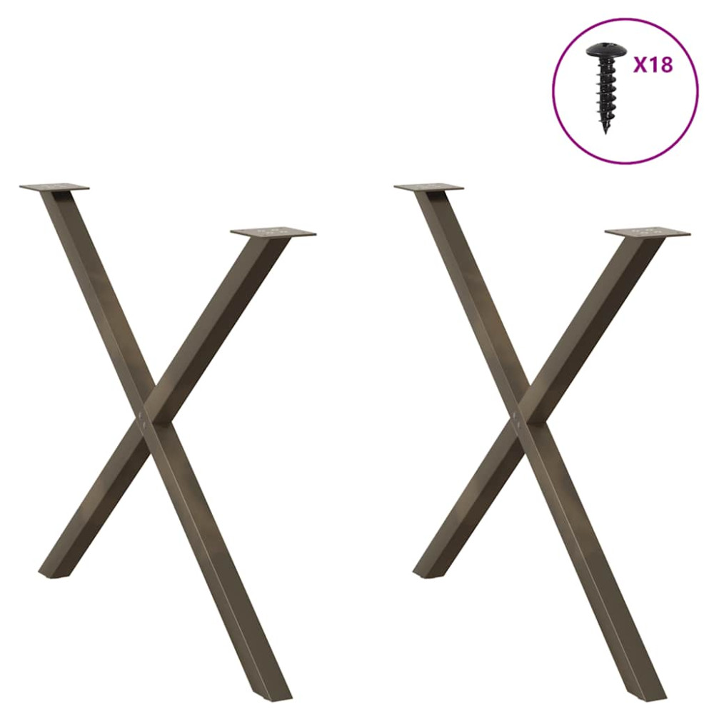 Produktbild för Matbordsben X-formade 2 st naturstål 90x(72-73) cm stål