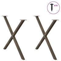 Produktbild för Matbordsben X-formade 2 st naturstål 90x(72-73) cm stål
