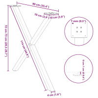 Produktbild för Matbordsben X-formade 2 st naturstål 90x(72-73) cm stål