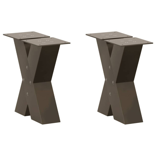 vidaXL Soffbordsben X-formade 2 st naturstål 30x(30-31) cm stål