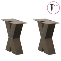 Produktbild för Soffbordsben X-formade 2 st naturstål 30x(30-31) cm stål