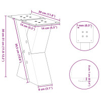 Produktbild för Soffbordsben X-formade 2 st naturstål 30x(30-31) cm stål