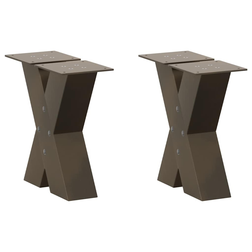 Produktbild för Soffbordsben X-formade 2 st naturstål 40x(30-31) cm stål