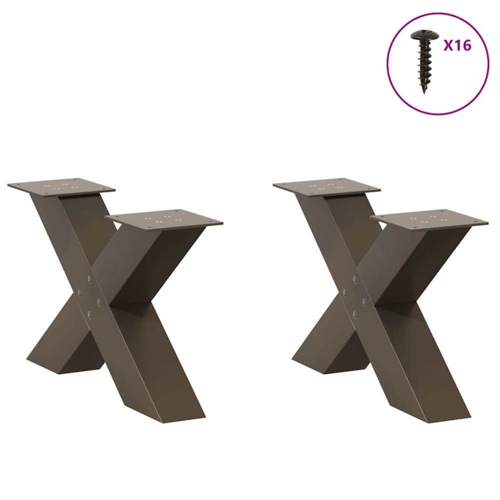 Produktbild för Soffbordsben X-formade 2 st naturstål 60x(30-31) cm stål
