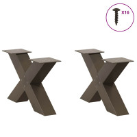 Produktbild för Soffbordsben X-formade 2 st naturstål 60x(30-31) cm stål