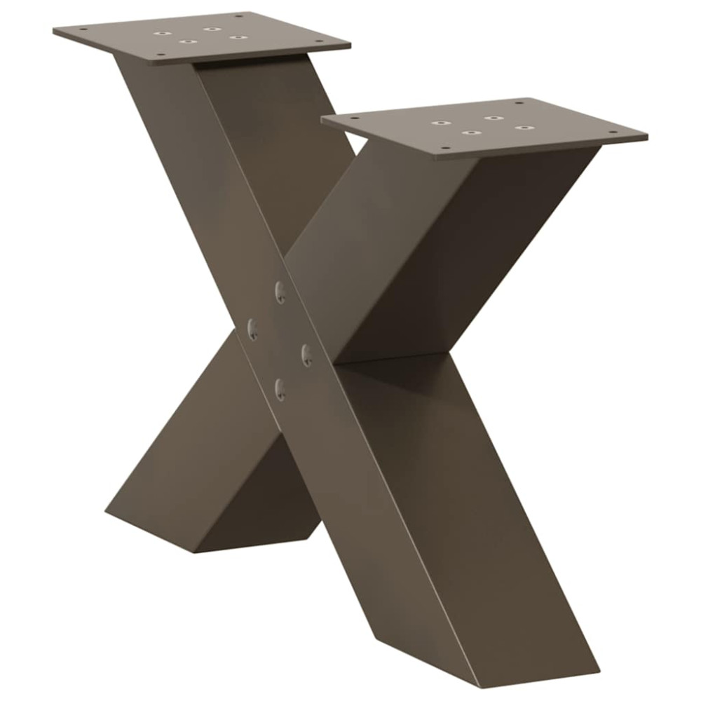 Produktbild för Soffbordsben X-formade 2 st naturstål 60x(30-31) cm stål