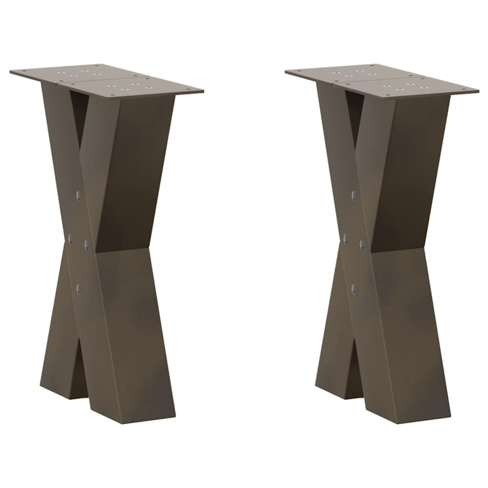Produktbild för Soffbordsben X-formade 2 st naturstål 28x(42-43) cm stål