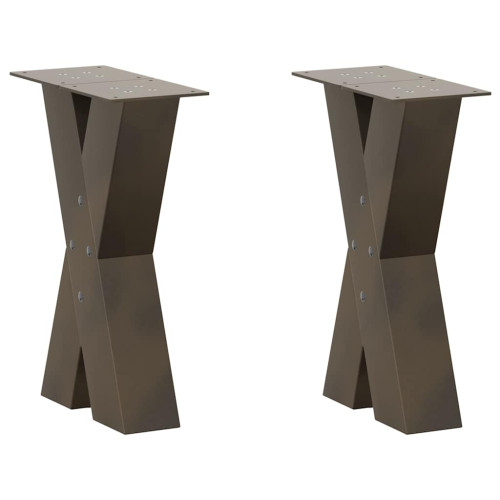 vidaXL Soffbordsben X-formade 2 st naturstål 28x(42-43) cm stål