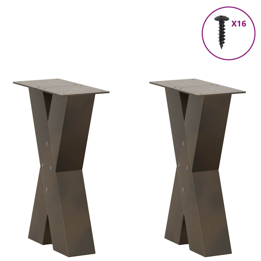 Produktbild för Soffbordsben X-formade 2 st naturstål 28x(42-43) cm stål