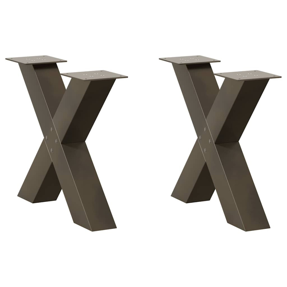 Produktbild för Soffbordsben X-formade 2 st naturstål 60x(42-43) cm stål